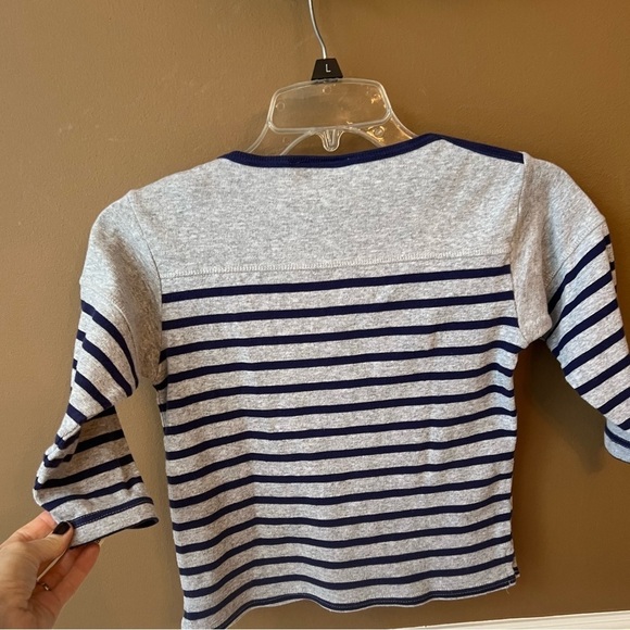 Jacadi Boys Striped Cotton Blue and Grey Long Sleeve Top Size 6 - Picture 4 of 4